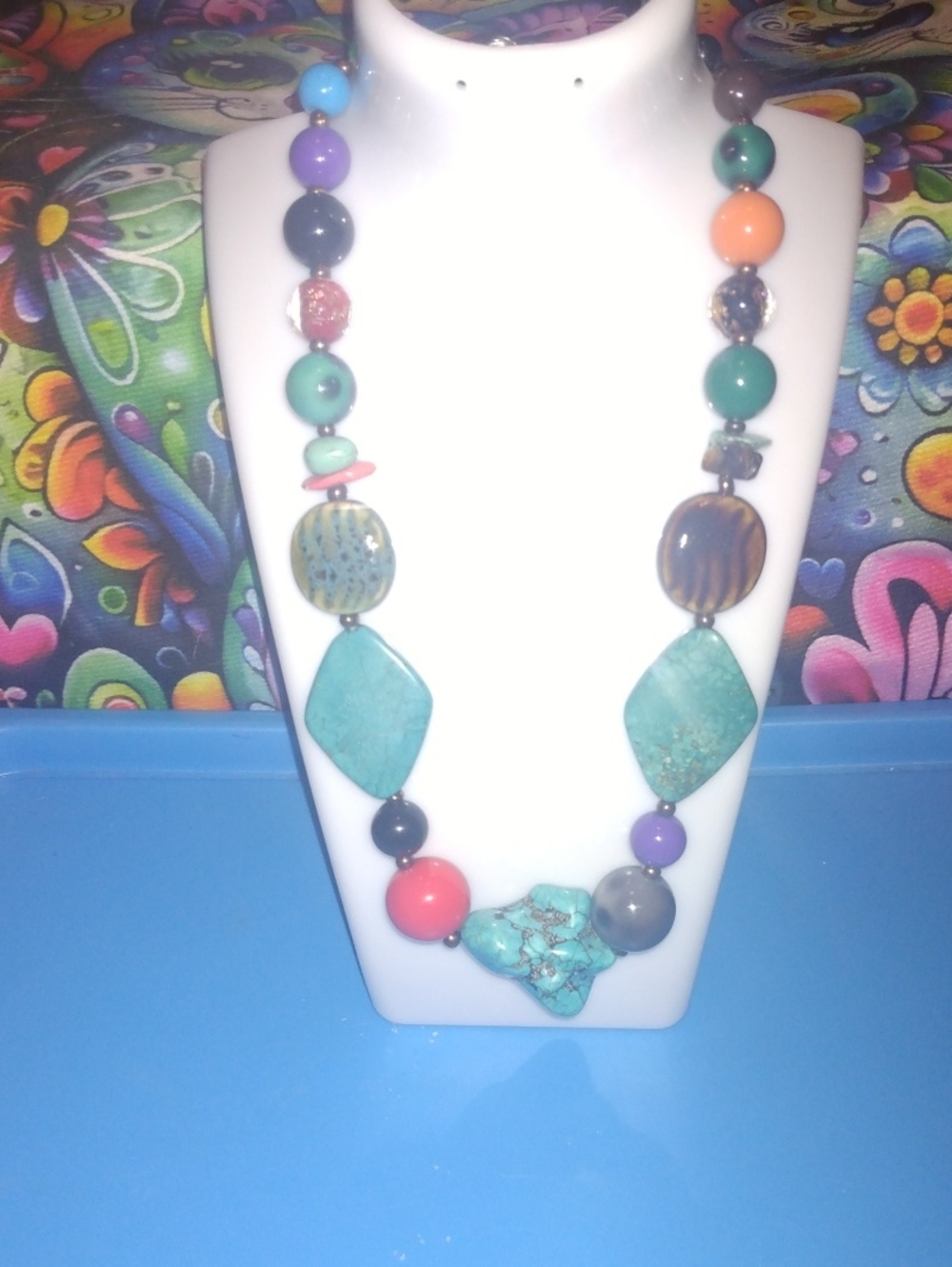Colorful Multi Beaded Turquoise Beaded Necklace - Women Jewelry